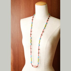 画像6: ホンマトモコ　「寄木細工モザイク玉のロングネックレス」