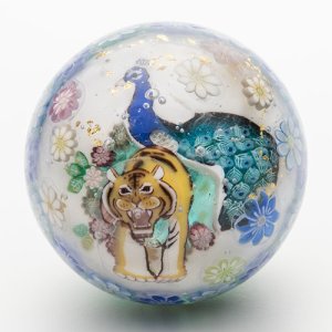 画像1: 古木晶子「マーブル くじゃくととらゴールド」