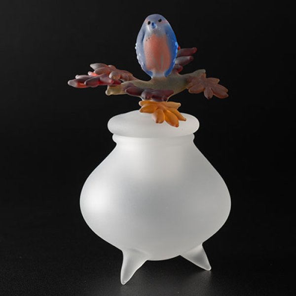 画像2: 渡邉恵子 「カワセミともみじ蓋物 1」 (2)