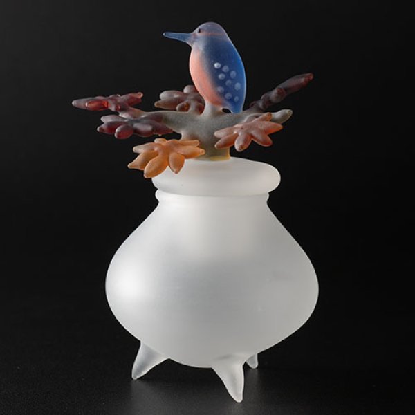 画像1: 渡邉恵子 「カワセミともみじ蓋物 1」 (1)